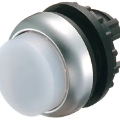 Pulsante luminoso ETN RMQ alto bianco, ad imp., anello cromato 