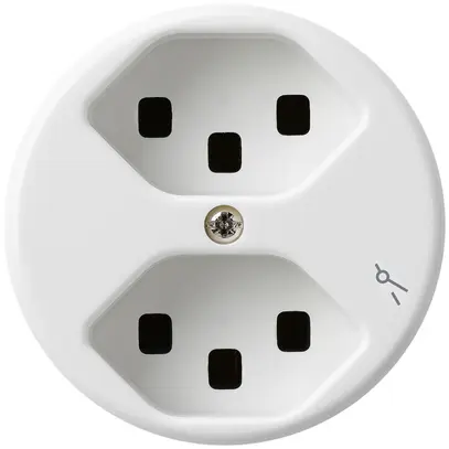 Prise Hager basico 2×type 23 1×S A blanc 
