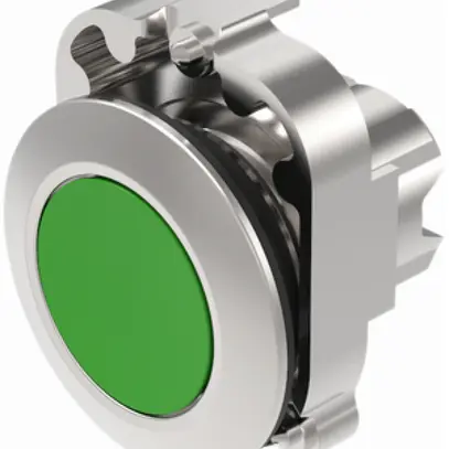 Interrupteur INC EAO45, R, vert, anneau gris sable, plat 