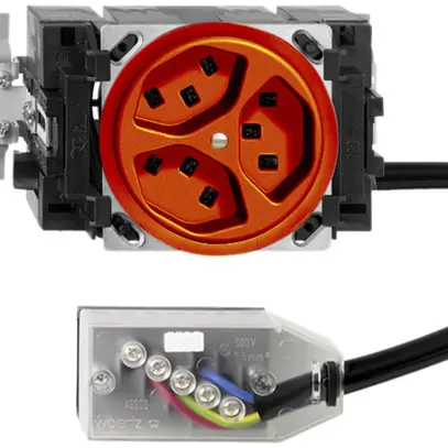Presa INS 3×T23 16A arancione 53mm L1 FH per Technofil 