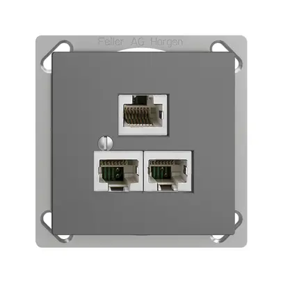 Scatola INS 3×RJ45/s 4P sep.grigio scuro EDIZIOdue R&M swissline 