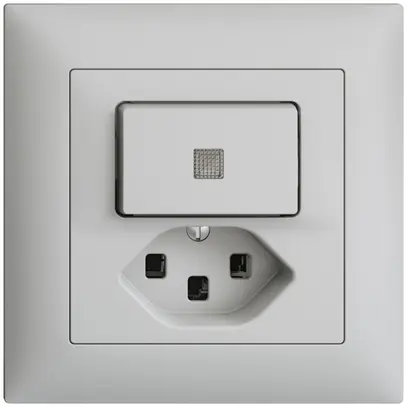 Comb. lum. INC A-R/1L+T23 EDIZIOdue grigio chiaro, con lente, LED giallo 