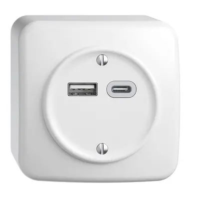 Presa AP USB 18W tipo A + tipo C Feller STANDARDdue QX54 230V 3600mA bianco 