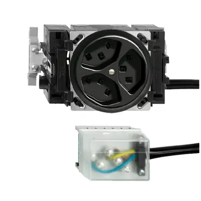 Presa INS 3×T23 16A nero 53mm L2 FH per Ecobus power 