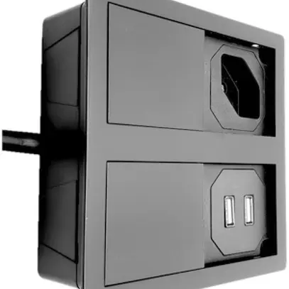 EB- oder UP-Steckdose 2×Typ 13 + 2×USB Karch VersaHIT, mit Kabel, schwarz/matt 