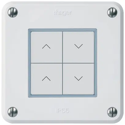 Pulsante per tapparelle KNX INC Hager BA robusto C quadruplo 86×86mm bianco 