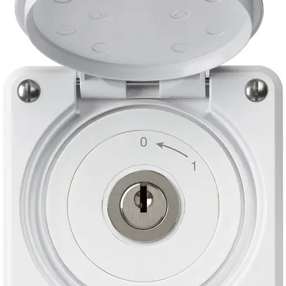 Contact pivotant à clé ENC robusto IP55 blanc avec clapet 1P 