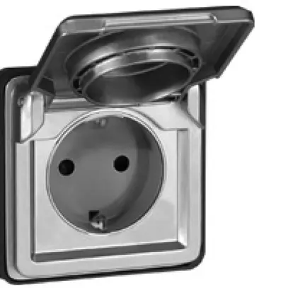 Prise ENC Soliroc SCHUKO chr. avec couvercle 