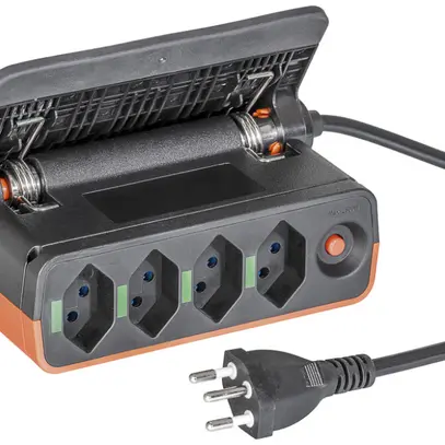 Steckdosenleiste STEBA CLIP mit Clipbefestigung 4×T13 3m 3×1mm² schwarz/orange 