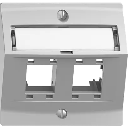 Kit montaggio EDIZIOdue, con cappa di uscita obliqua, per 2×RJ45, grigio chiaro 