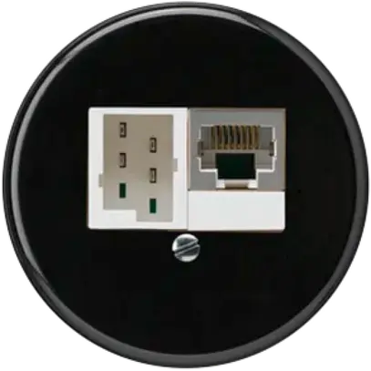 Inserto per scatola INC basico 1×RJ45s+1×TT83 nero 