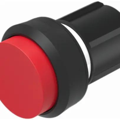Pulsante INS EAO45, I, rosso, anello nero a rilievo 