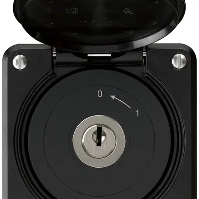 Contatto rotativo a chiave INC robusto IP55 nero con coperchio 2P 