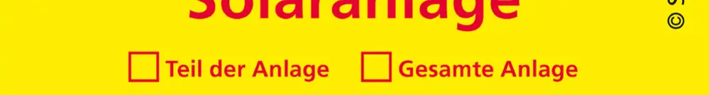 Autocollant jaune «Déclenchement installation solaire» allemand 