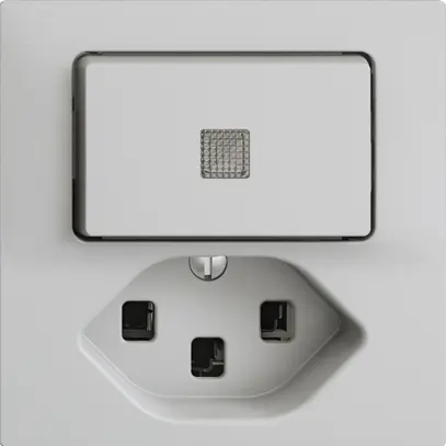 Combinazione lum.3/1L+T23 16A grigio chiaro, EDIZIOdue, con lente, LED giallo 