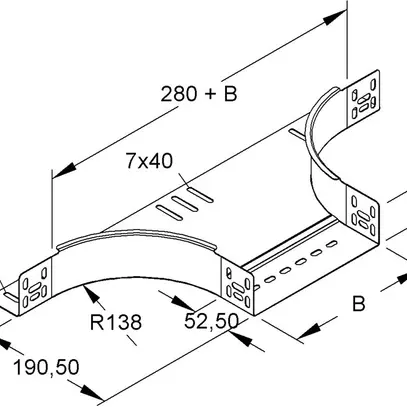 Pezzo T per canale portacavi 200×60mm zinc.send. 