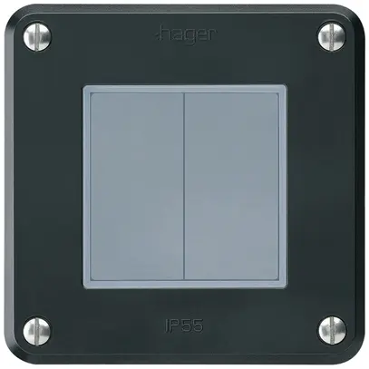 Poussoir KNX Hager BA robusto A double 86×86mm noir 