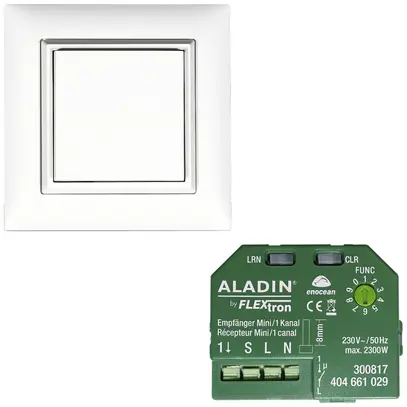 Kit d'installation RF 2 ALADIN Mini, 1×poussoir + 1×actionneur-commutateur 