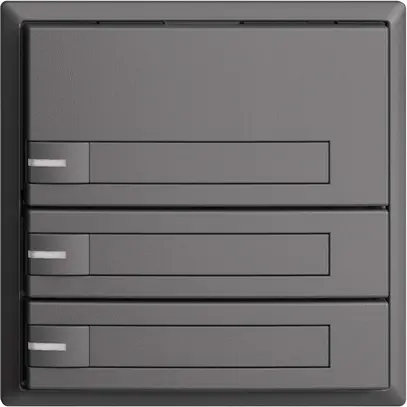 KNX-Taster RGB EDUE, 250mW, m.RGB-LED, m.Papiereinlage, 3×Taste, 1×Tastenb., dgu 