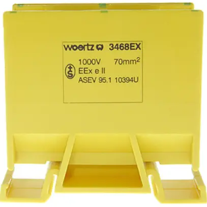Morsetto di derivazione Woertz Ex 35…70mm² 192A 800V vite 2×1 DIN 35mm ve-gi 