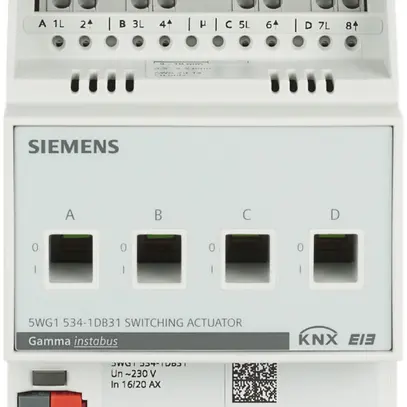 Actionneur-commutateur AMD Siemens KNX 4 fois 230VAC 16/20AX charge C 