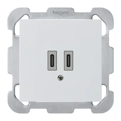 Prise de charge USB ENC Hager kallysto C-C 20W 5V 77×77mm blanc 