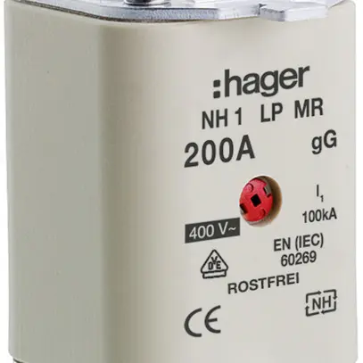 Fusible HPC Hager DIN1 400VAC 200A gG/gL avertisseur central inoxydable 