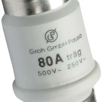 Fusibile D Hager DTIV 34×56mm, caratteristica di attivazione ritardato T 80A gG 