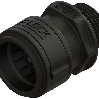 Connettore per tubo corrugato Plica ELOCK M20 diritto nero 