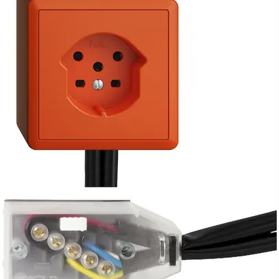 Prise AP EDIZIOdue T15 orange Snap pour câble plat Technofil 