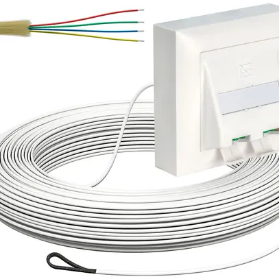 FTTH-Kabelabrollbox AP-Kit, 2×LC-DX, 2.3mm, 90m, weiss, Cca 