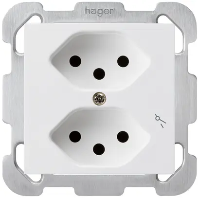 Prise ENC kallysto 2×T13/1 blanc avec plaque de fixation 