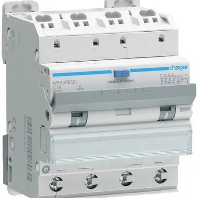 Disjoncteur différentiel Hager RCBO QC 4P 400V car.C 16A 0.3A type A 6kA 4UM 