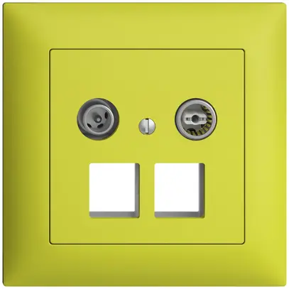 Prise multimédia 19dB ENC Edue FMI, prise d.passage, pour 2×RJ45 Keystone, lemon 
