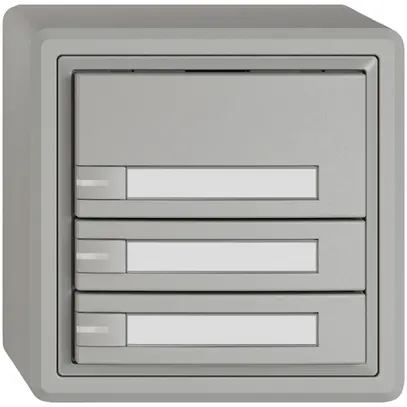 Poussoir universel AP EDIZIO.liv UNI SNAPFIX® 5…48V a.LED 3× comm.1T étiqu.grc 