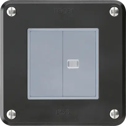 Contatto pulsante INC robusto IP55 2×1P nero 1×illuminato per combinazione 