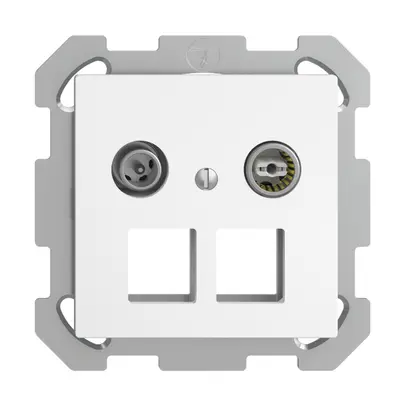 Prise multimédia 19dB ENC Edue FM, prise de passage, pour 2×RJ45 Keystone, blanc 