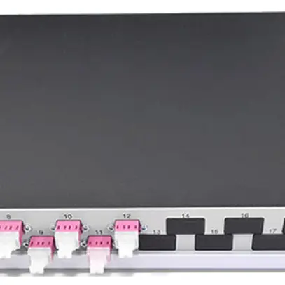 Box di giunzione 19" Dätwyler OV-CH 12×LCD/PC viola OM4 sfalsato 1UA argento 