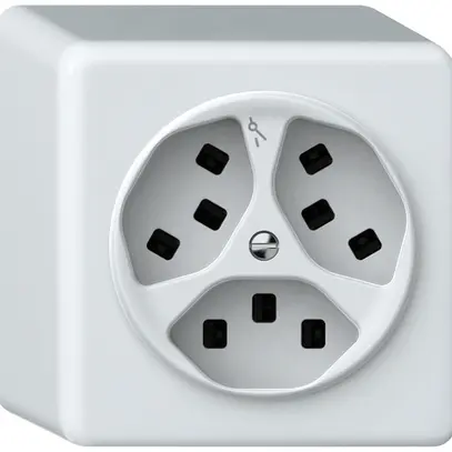 Prise AP origin 3×type 23 1×S 16A 230V 88×88×54mm blanc 