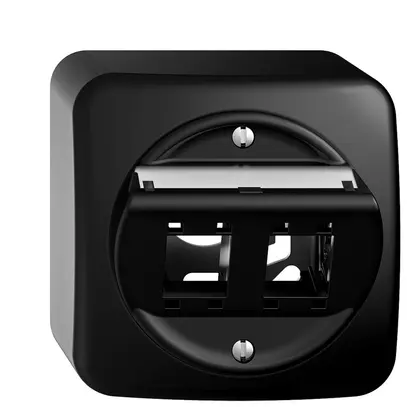 Kit montaggio AP Sdue QX.54, con cappa di uscita obliqua 2×RJ45 freenet nero 
