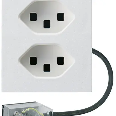 Prise INC 2×type 23 Hager FLF pour câble plat Technofil L2 blanc 