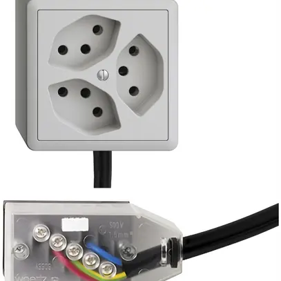Prise AP EDIZIOdue 3×T13 L3 Snap gris clair pour câble Technofil 