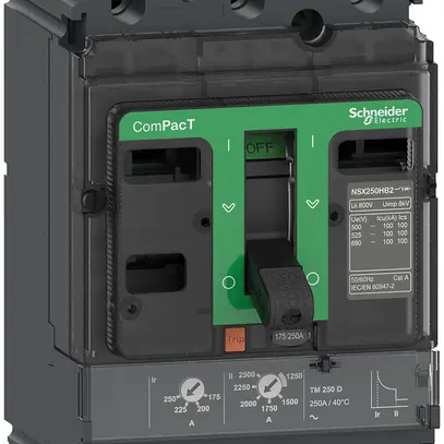 Disjoncteur de puissance ComPacT NSX160F avec TM160D 3P3d 112…160A 36kA 