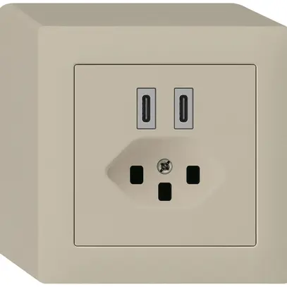 Presa di carica USB AP Hager kallysto C-C 20W+T23 5V 86×86mm beige 