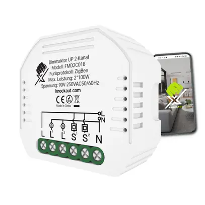Dimmer a incasso 2 canali KnockautX, da BRELAG 