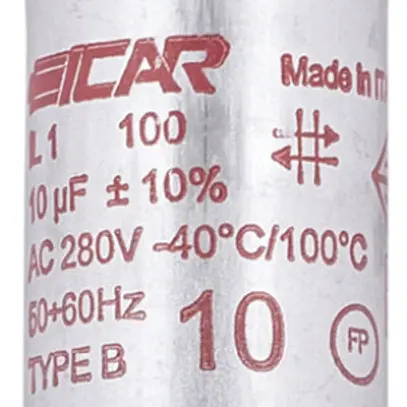 Condensateur ICAR IL 1/100 30X103MM 10µF 250V p.luminaire (parallèle) Ø30×78mm 