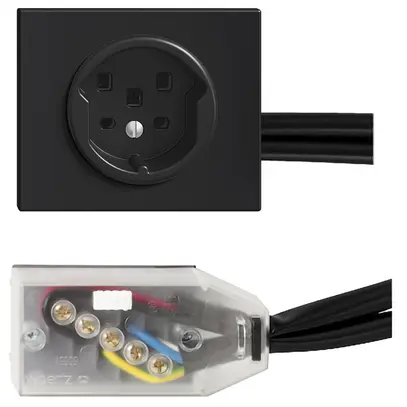 Presa INS FH T25 16A nero per cavo piatto Technofil 