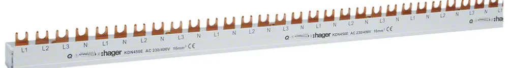 Pettine di raccordo Hager 3P+N 16mm² per alimentazione 3P+N, uscite 1P+N 58 mod. 