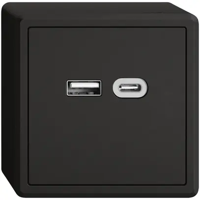 Presa di ricarica USB AP EDIZIO.liv SNAPFIX® 230VAC 18W 1×USB A 1×USB C ne 