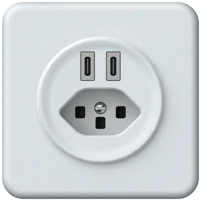 Presa di carica USB INC origin 2×USB-C 3000mA 5V con tipo 23 bianco 